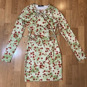 Women's Long Sleeve Bodycon Dress Butterfly Cutout Y2K Party Sexy Size 6